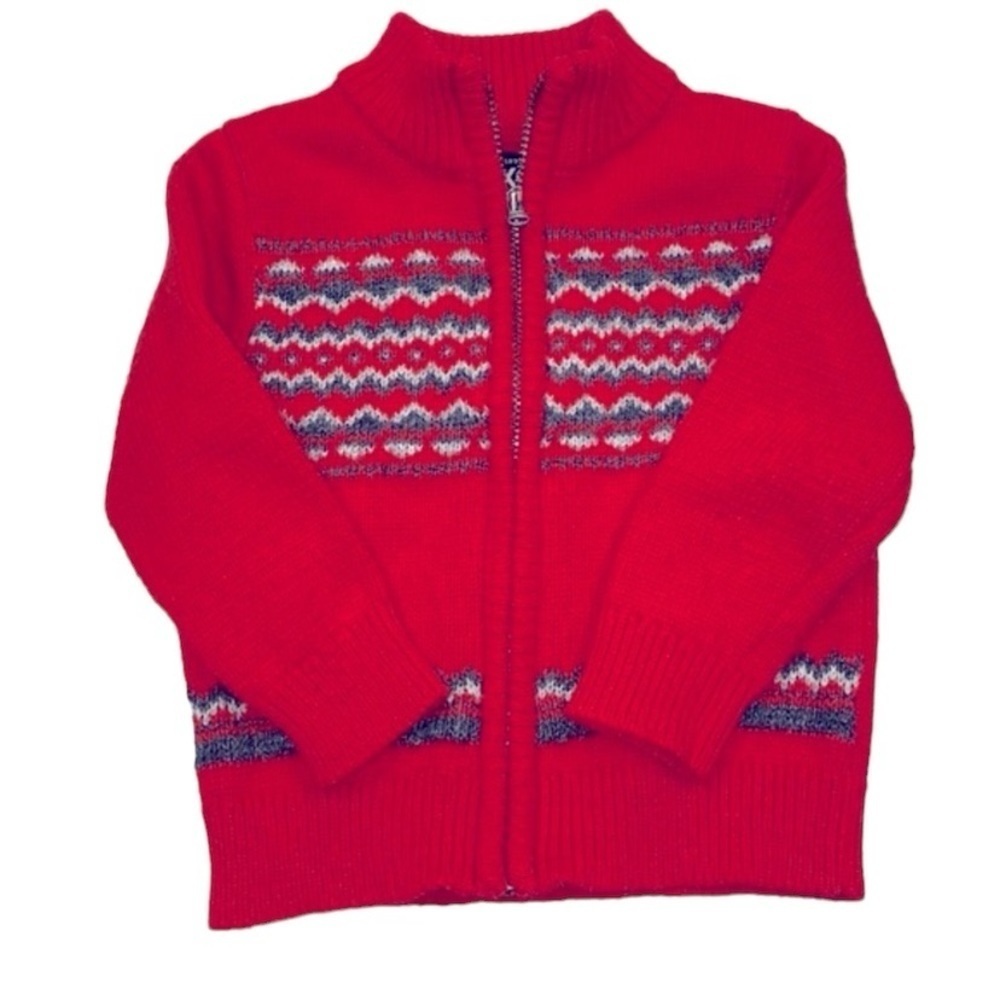 Osh Kosh boys red sweater jacket 12-18 months wool blend